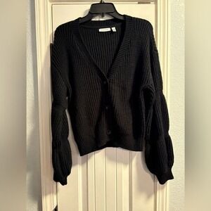 Cloth by Design Women's Black Knit Sweater Women's V-Neck Long Sleeve Large